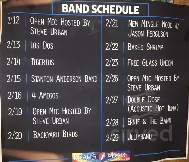 Beau's Bar menu in Greenlawn, New York, USA