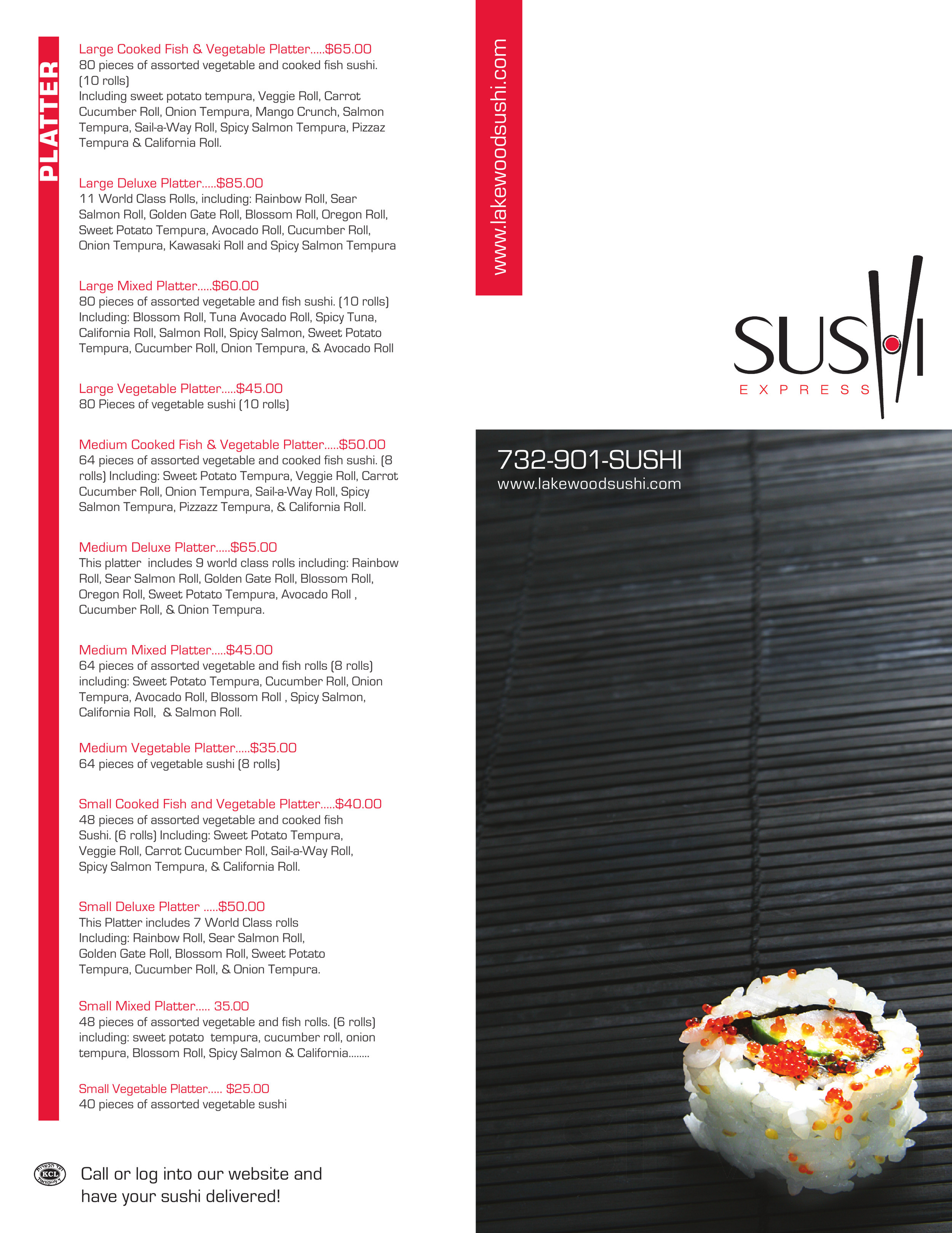 Sushi & Chinese Express & Burger Bar menu in Lakewood, New Jersey