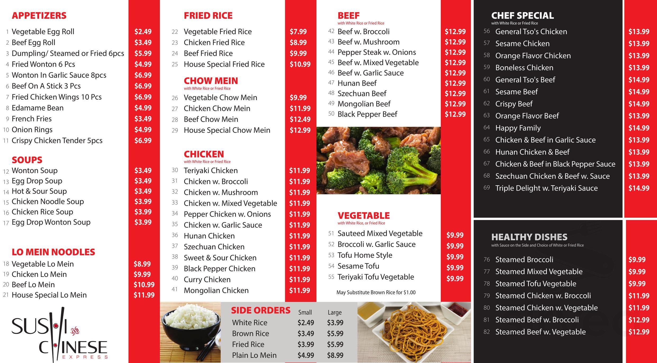 Sushi & Chinese Express & Burger Bar menu in Lakewood, New Jersey