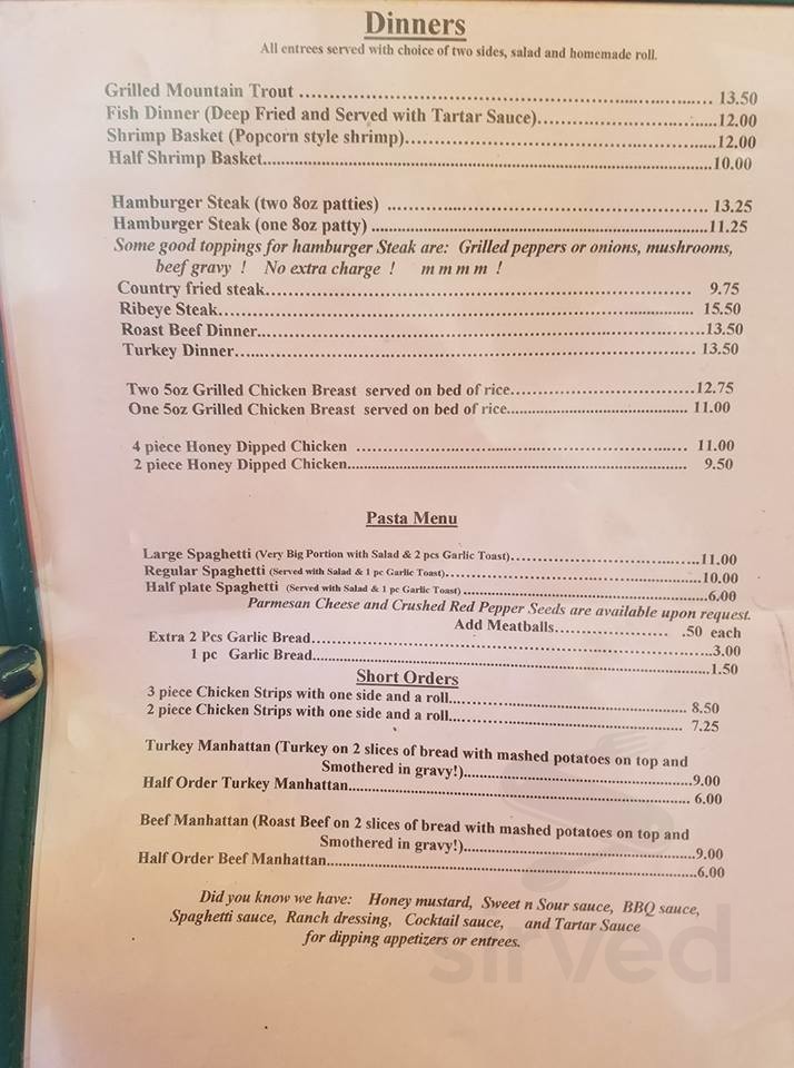 Philippi Inn menus in Philippi, West Virginia, United States