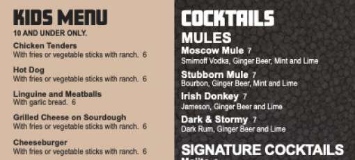 The Pine Squirrel Bar & Grill Menu