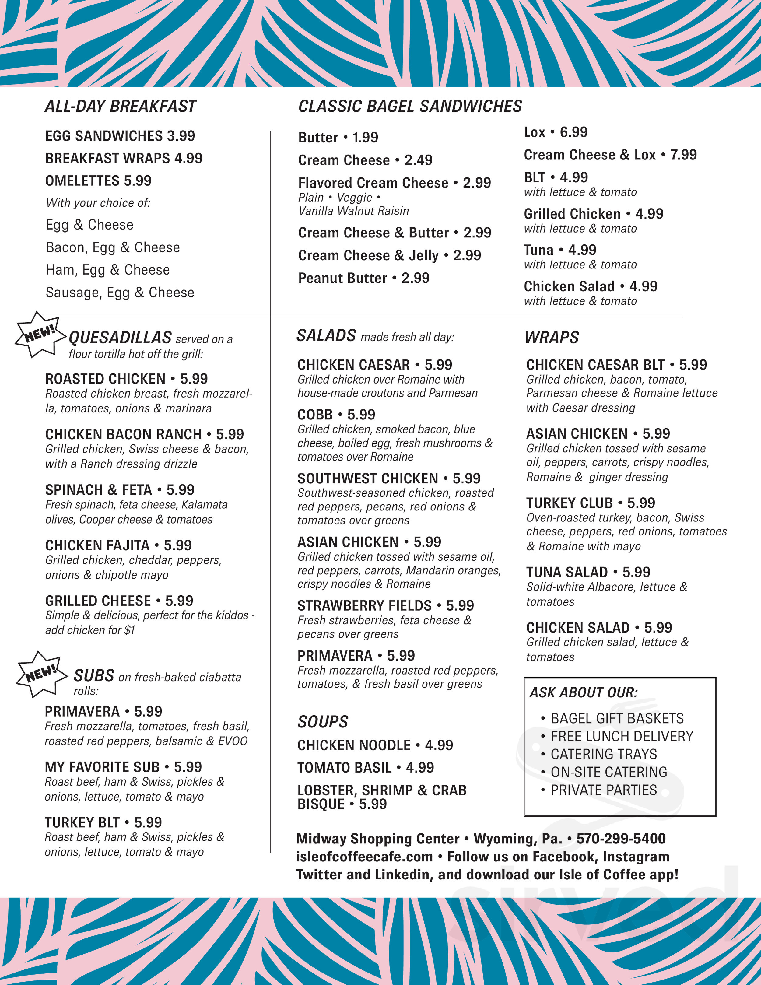 Isle of Coffee menu in Wyoming, Pennsylvania, USA