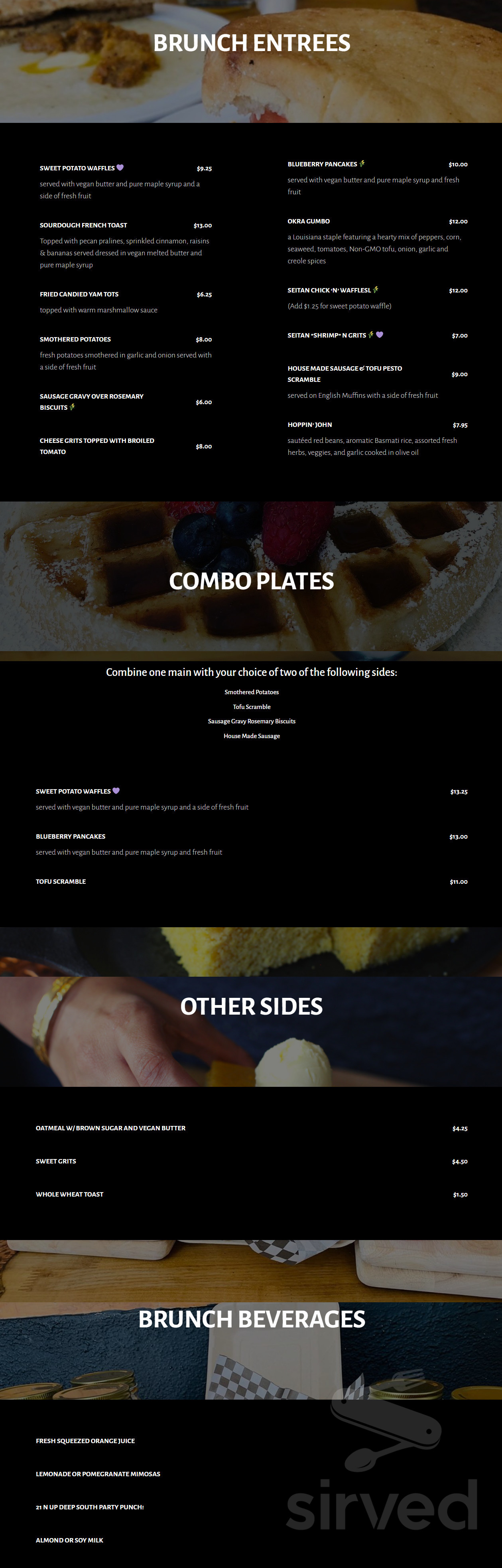 Souley Vegan brunch menu in Oakland, California