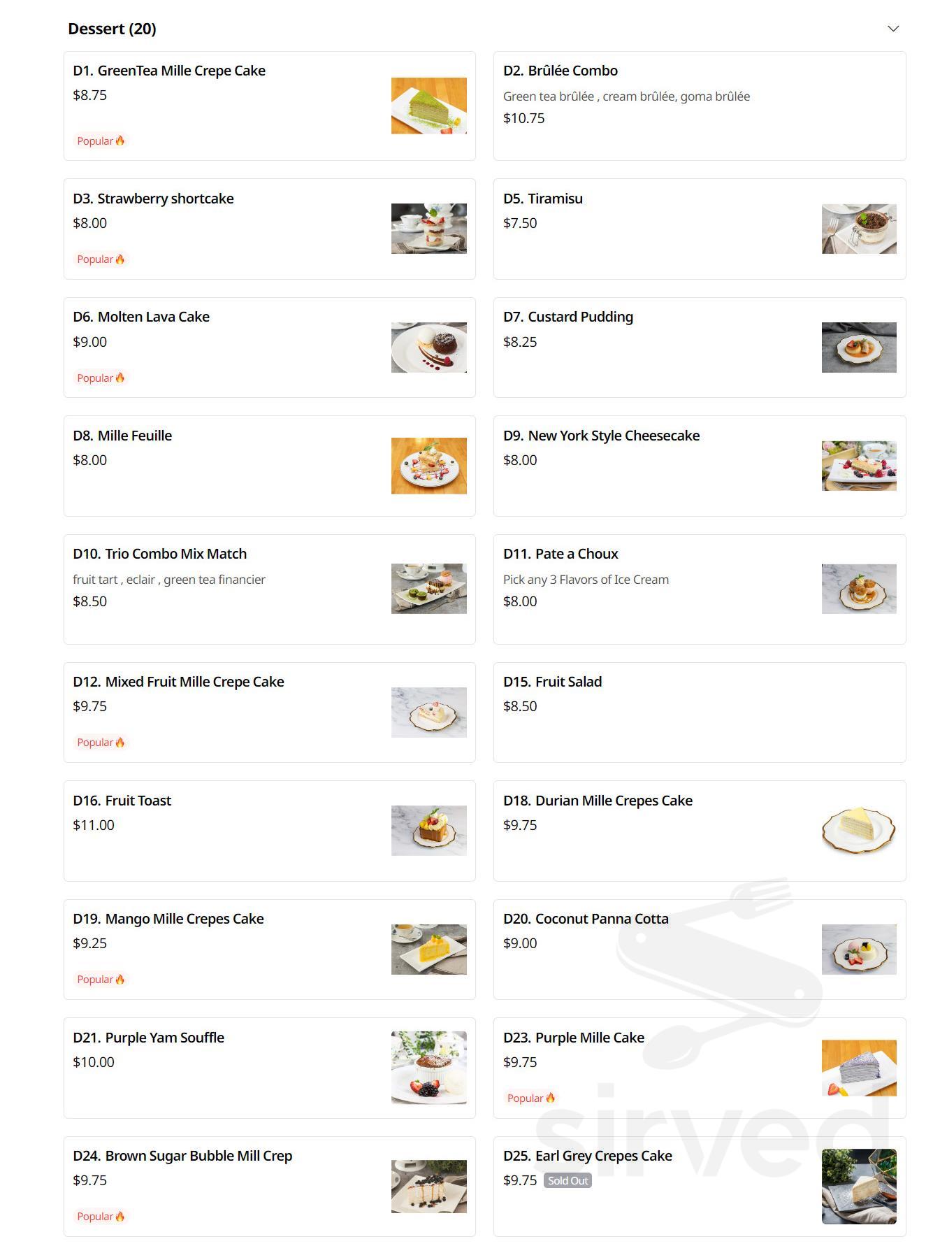 Prince Tea House menus in Princeton, New Jersey, United States