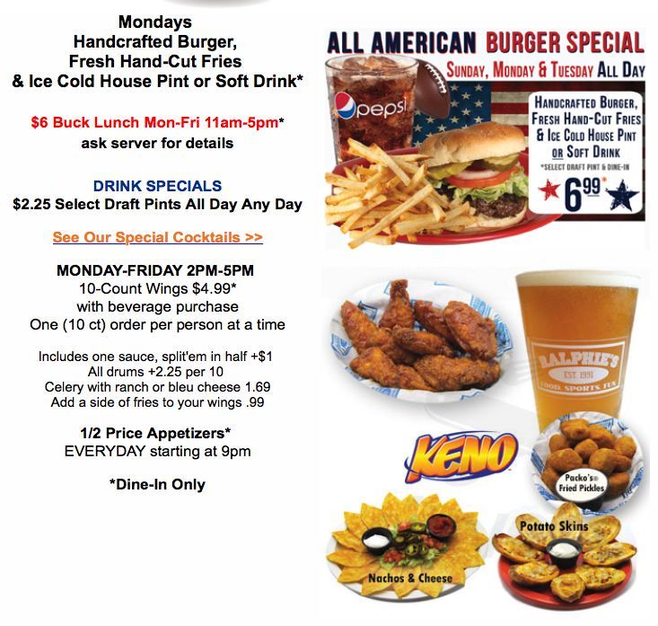 Ralphie's Sports Eatery menu in Galion, Ohio, USA