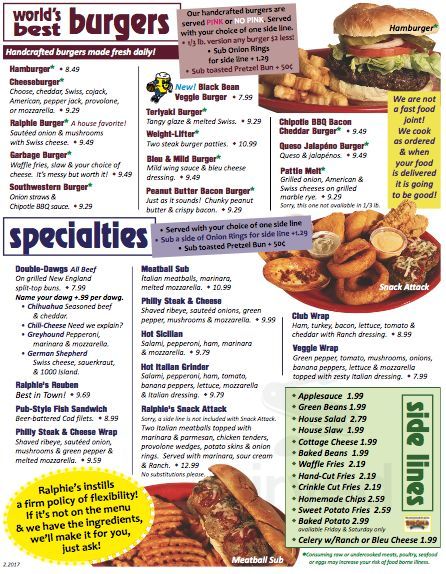 Ralphie's Sports Eatery menu in Galion, Ohio, USA