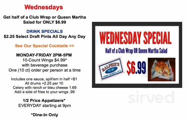 Ralphie's Sports Eatery Menu - Kenton, Ohio | Sirved