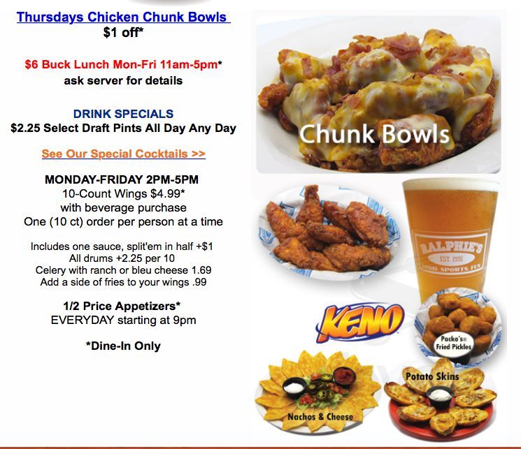 Menu - Kenton OH's Ralphie's Sports Eatery | Sirved