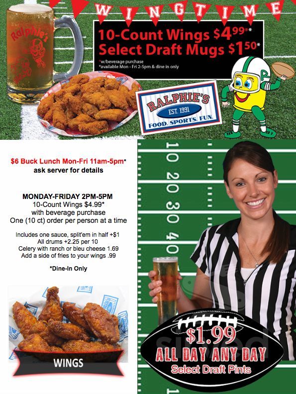 Ralphie's Sports Eatery menu in Galion, Ohio, USA
