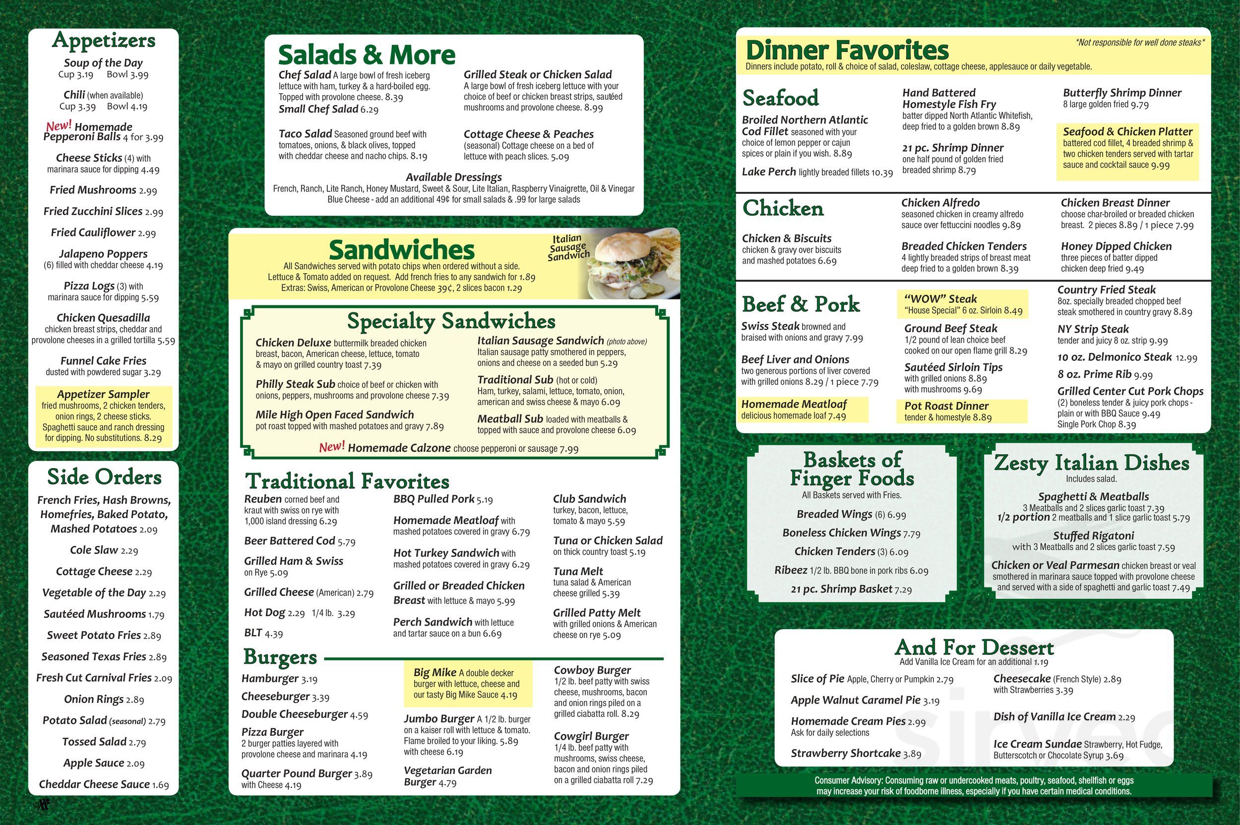 Menu for Kardohely's Family Restaurant in Ashtabula, OH Sirved