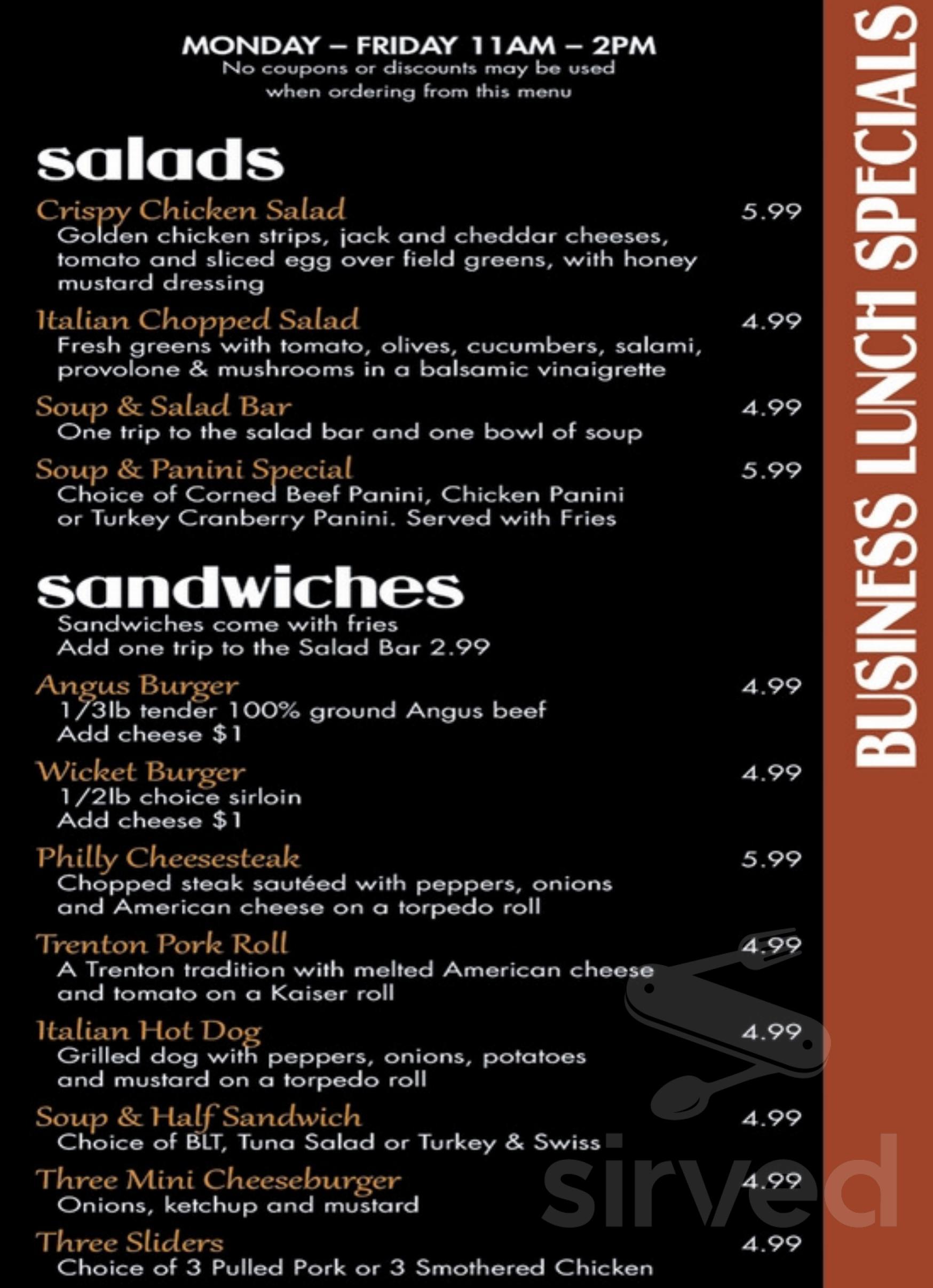 Decades Grill and Bar menu in Trenton, New Jersey, USA