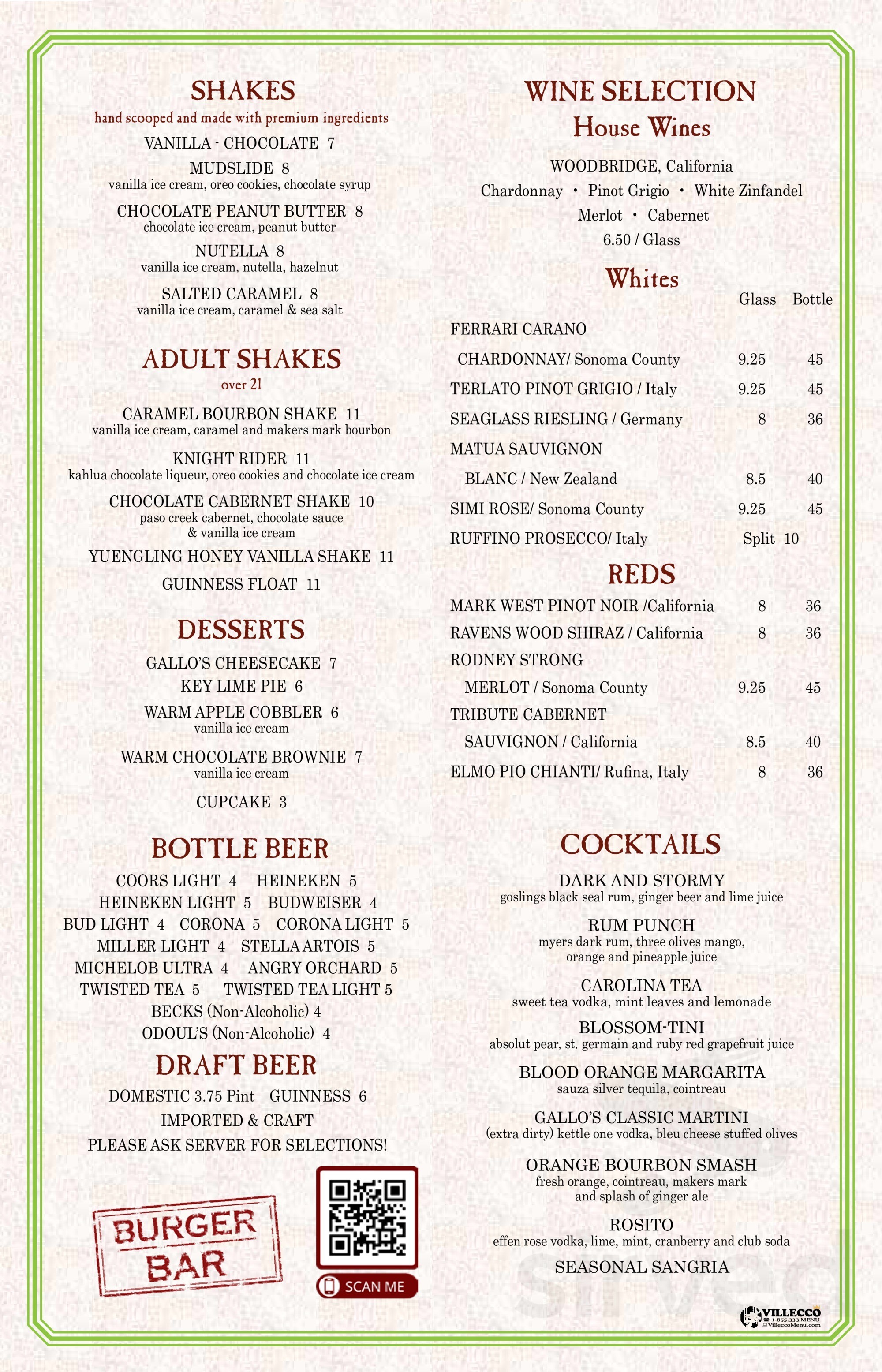 Menu for Gallo's Seafood in Philadelphia, PA | Sirved