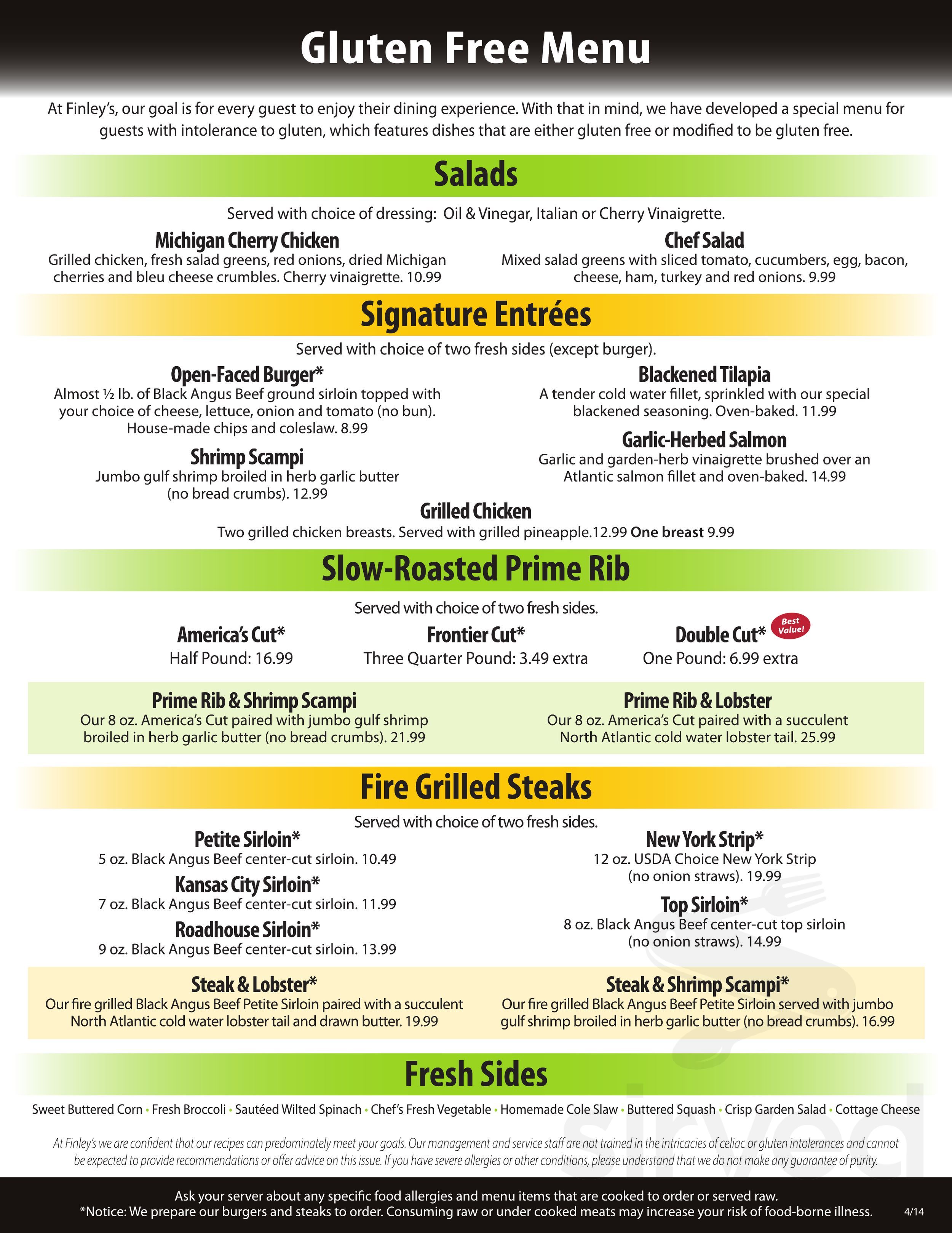 Finley S Grill Smokehouse Menunull