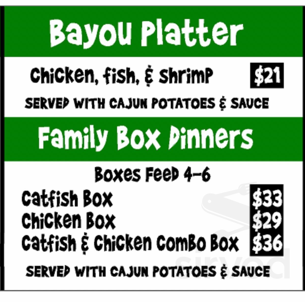 Big Bayou Market menu in Bald Knob, Arkansas, USA