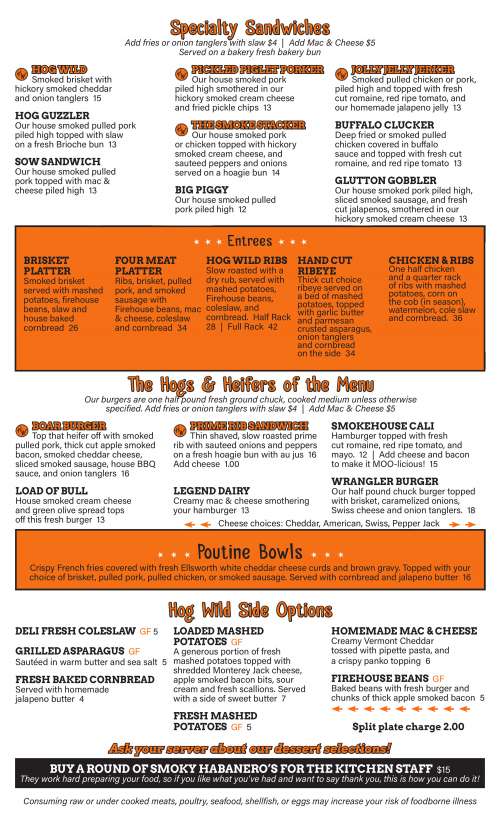 Hog Wild BBQ & Smokehouse menu in Solon Springs, Wisconsin, USA