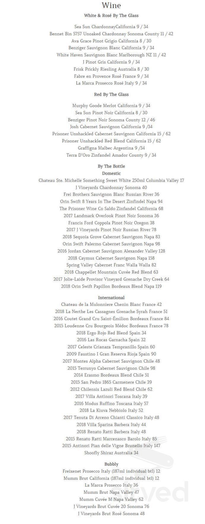 Timberline Craft Kitchen & Cocktails menu in Silverthorne, Colorado, USA