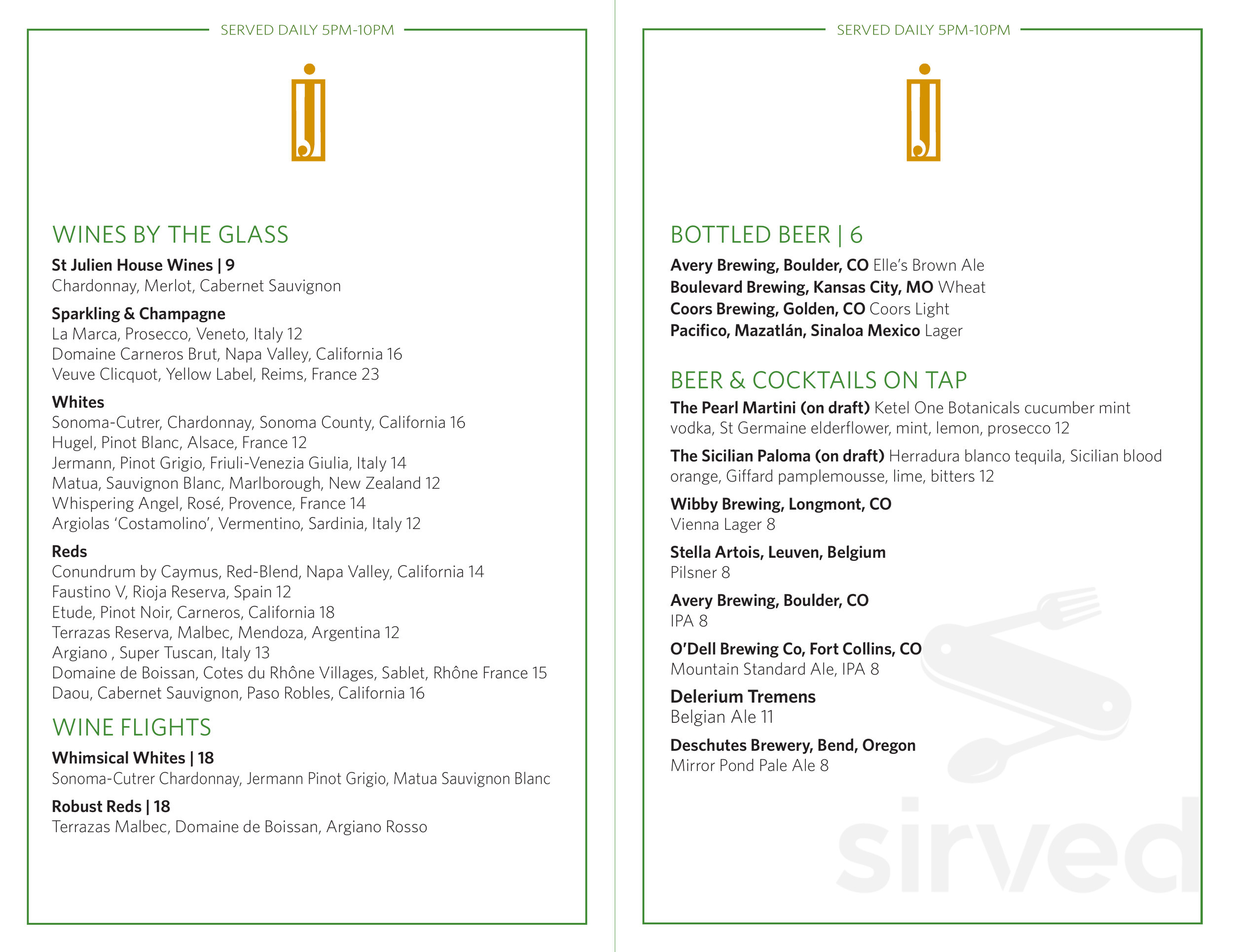 Jill's Restaurant & Bistro menu in Boulder, Colorado, USA