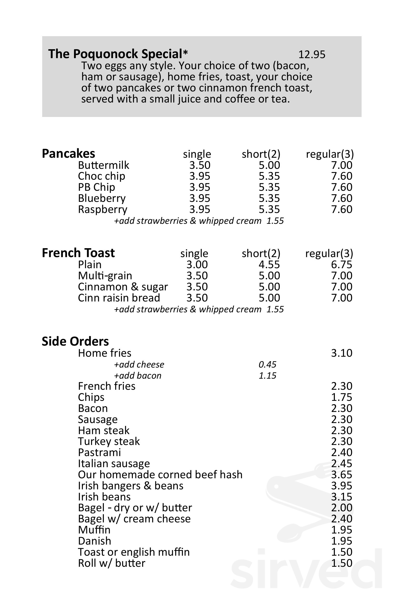 Mahaney Breakfast & Lunch menu in Windsor, Connecticut, USA