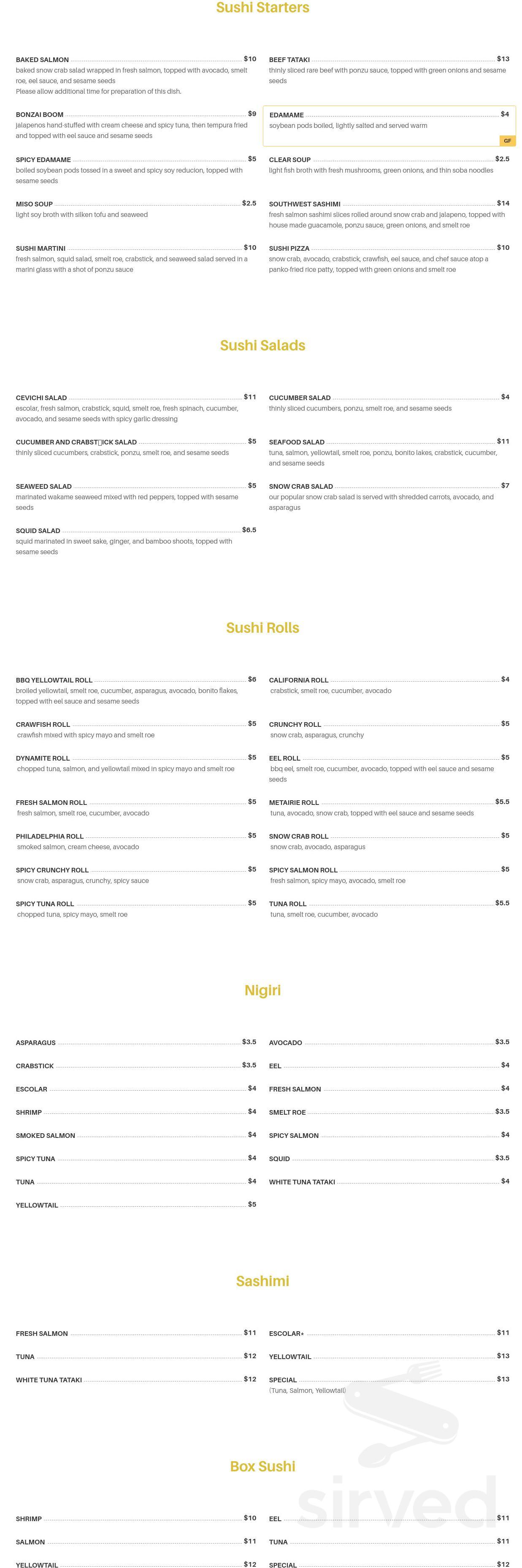 Menu - Amite City LA's The Boston Restaurant | Sirved