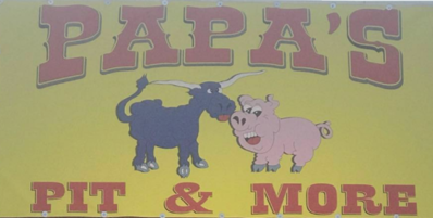 Papa's Pit & More Logo in Huntington, Texas