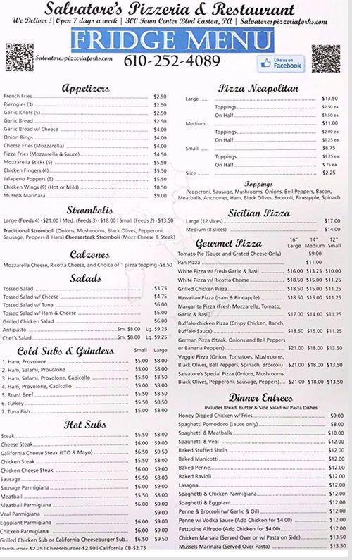 Salvatore's Pizzeria & Restaurant menu in Easton, Pennsylvania, USA