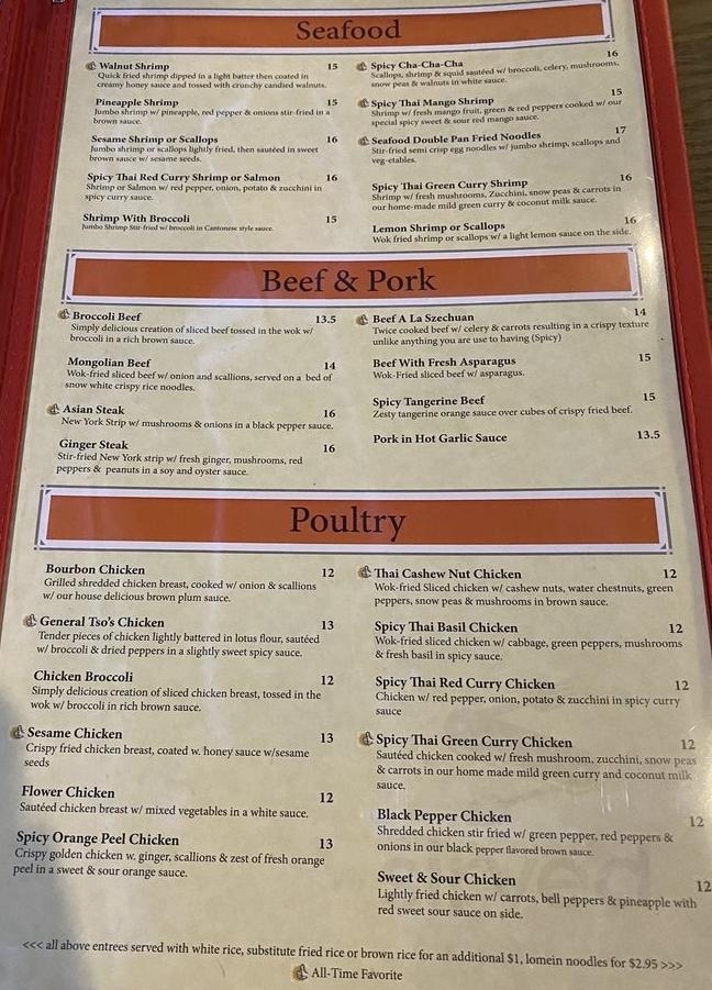 Red Bowl Asian Bistro menu in Summerville, South Carolina, USA