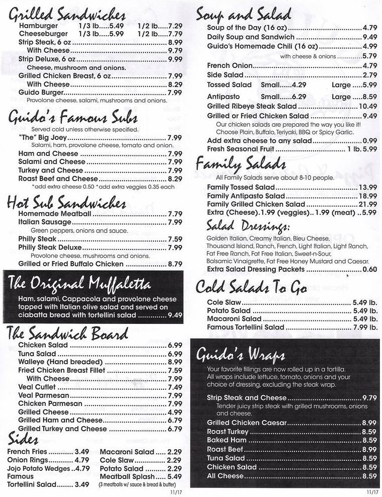 Guido's Pizza & Catering menus in Ravenna, Ohio, United States