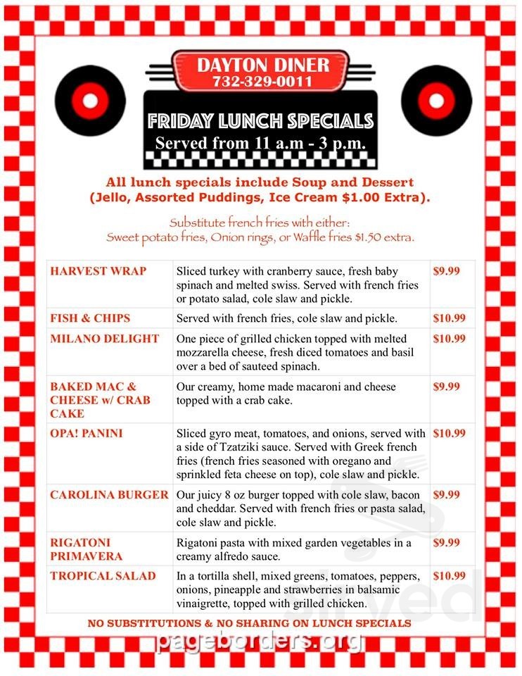 Chris' Corner Diner menu in Monmouth Junction, New Jersey, USA