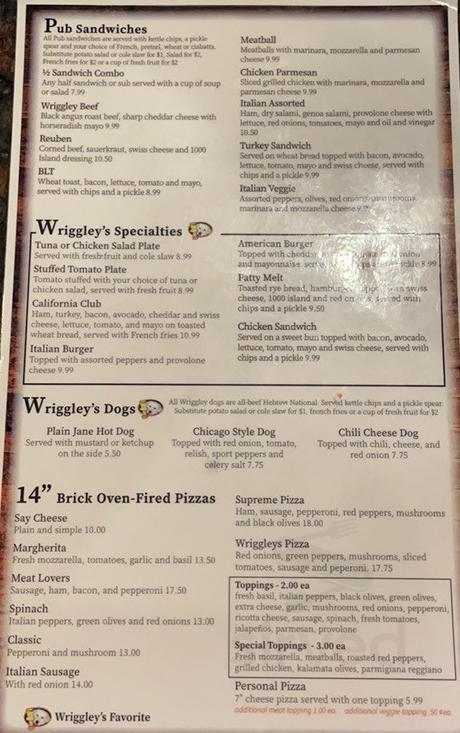 Menu for Wriggley's Pub in Georgetown, TX | Sirved