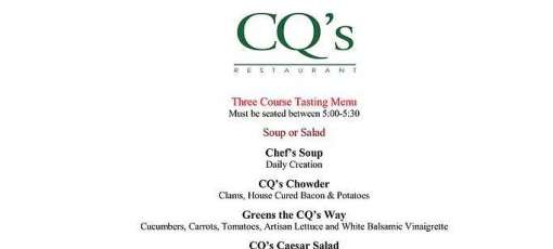 Cq Menu Menu for CQ's Restaurant in Hilton Head Island, SC | Sirved