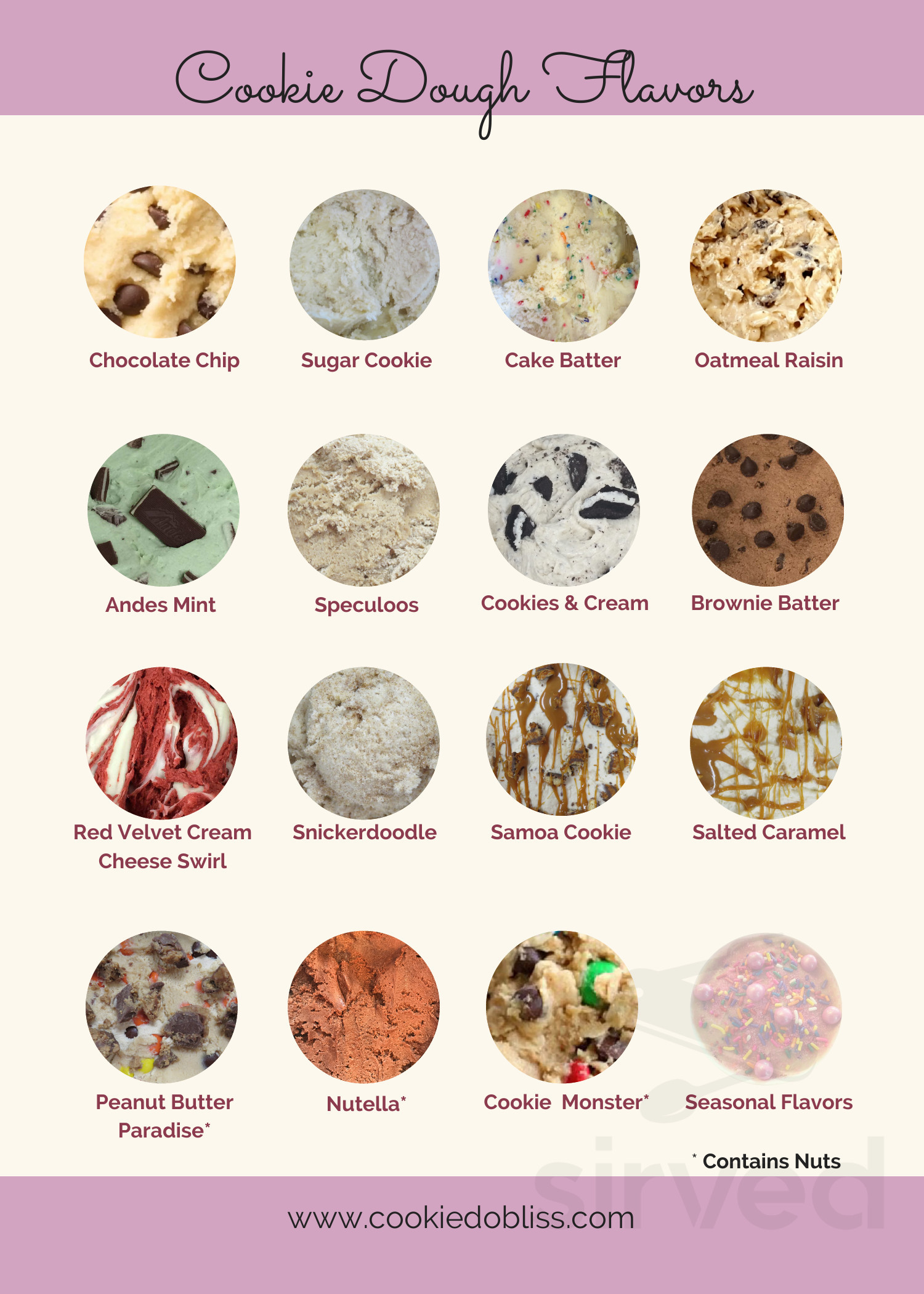 Cookie Dough Bliss & Creamery menu in Gatlinburg, Tennessee, USA