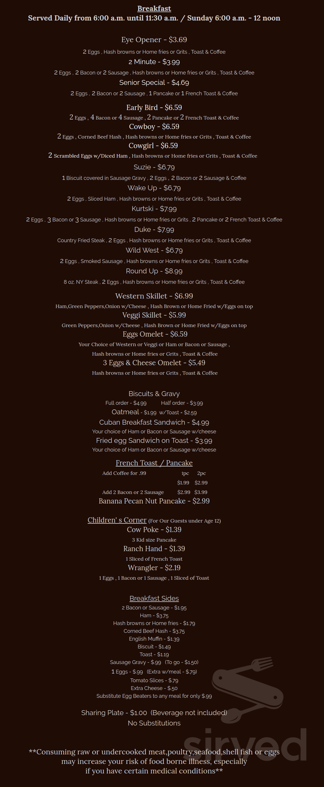 2 Minutes Restaurant menus in Zephyrhills, Florida, United States