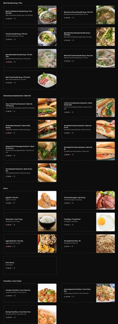 Pho le vietnamese cuisine menu in columbus ohio usa