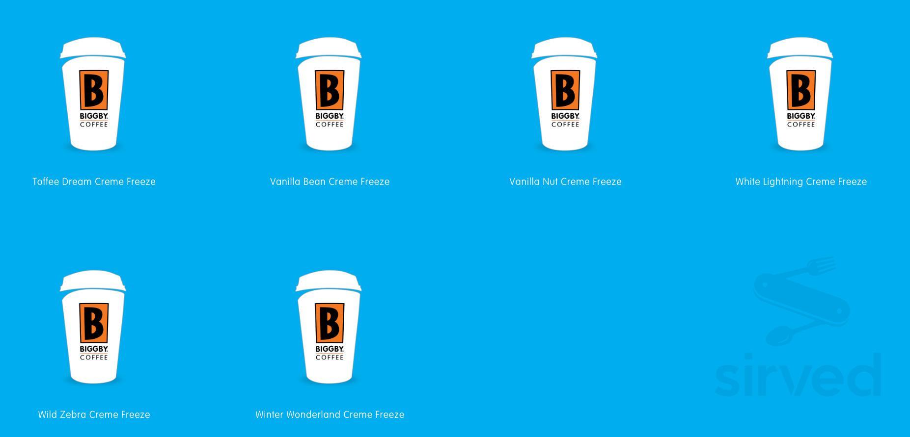 BIGGBY COFFEE DriveThru menu in Livonia, Michigan, USA