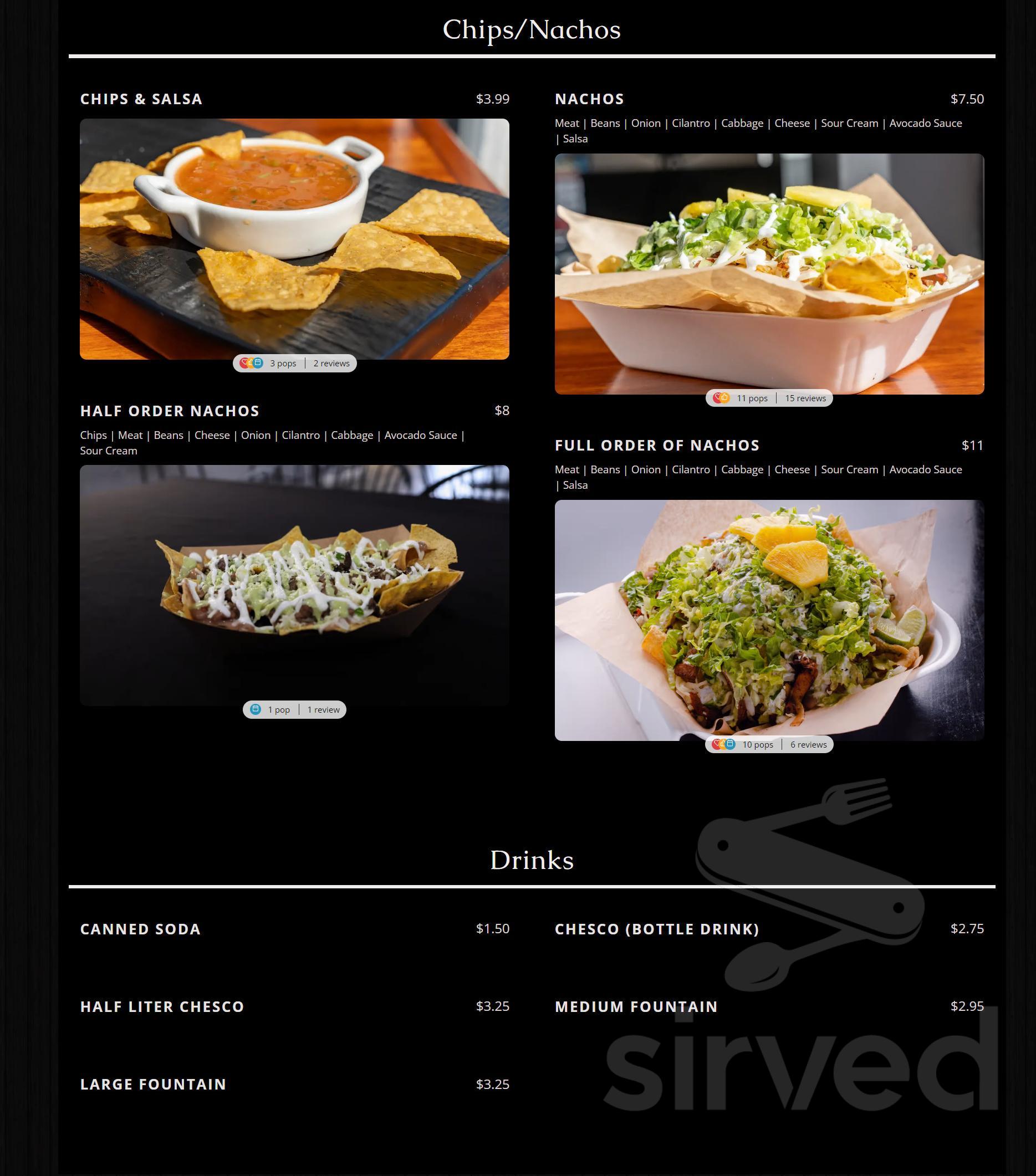 Menu - Montclair CA's The Taco Man | Sirved