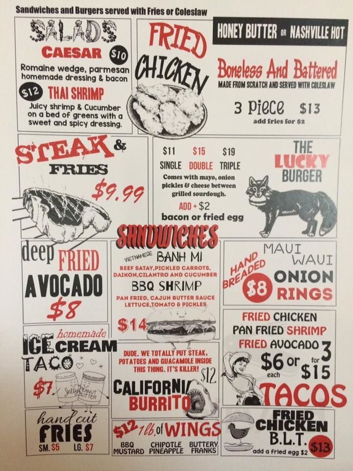 Lucky's Kamloops menu in Kamloops, British Columbia