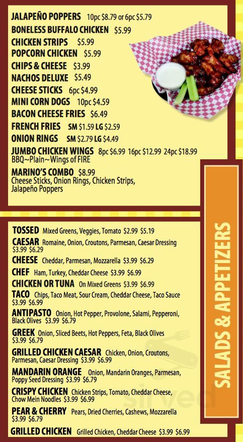 Marino's Pizza menu in Jackson, Michigan, USA
