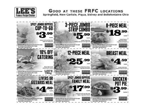 Lee's Famous Recipe Chicken menu in Bellefontaine, Ohio, USA