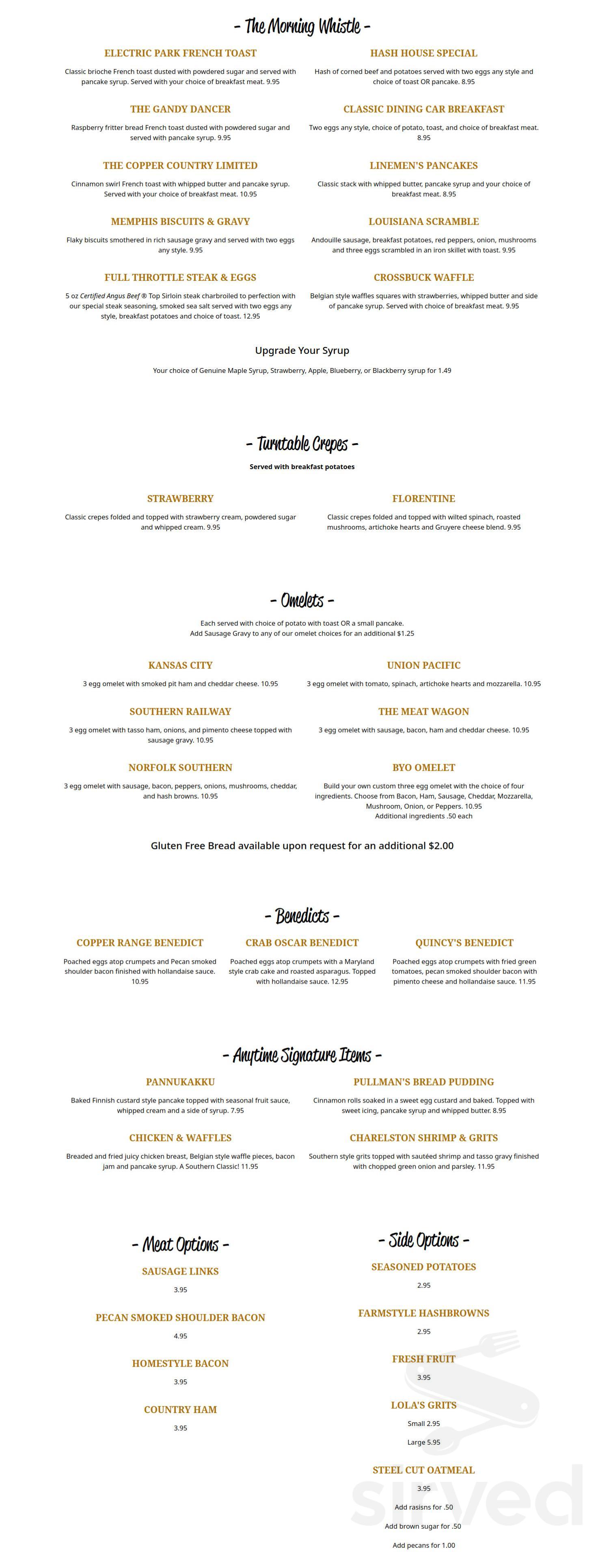 Menu Houghton MI's Copper Range Depot Family Restaurant Sirved