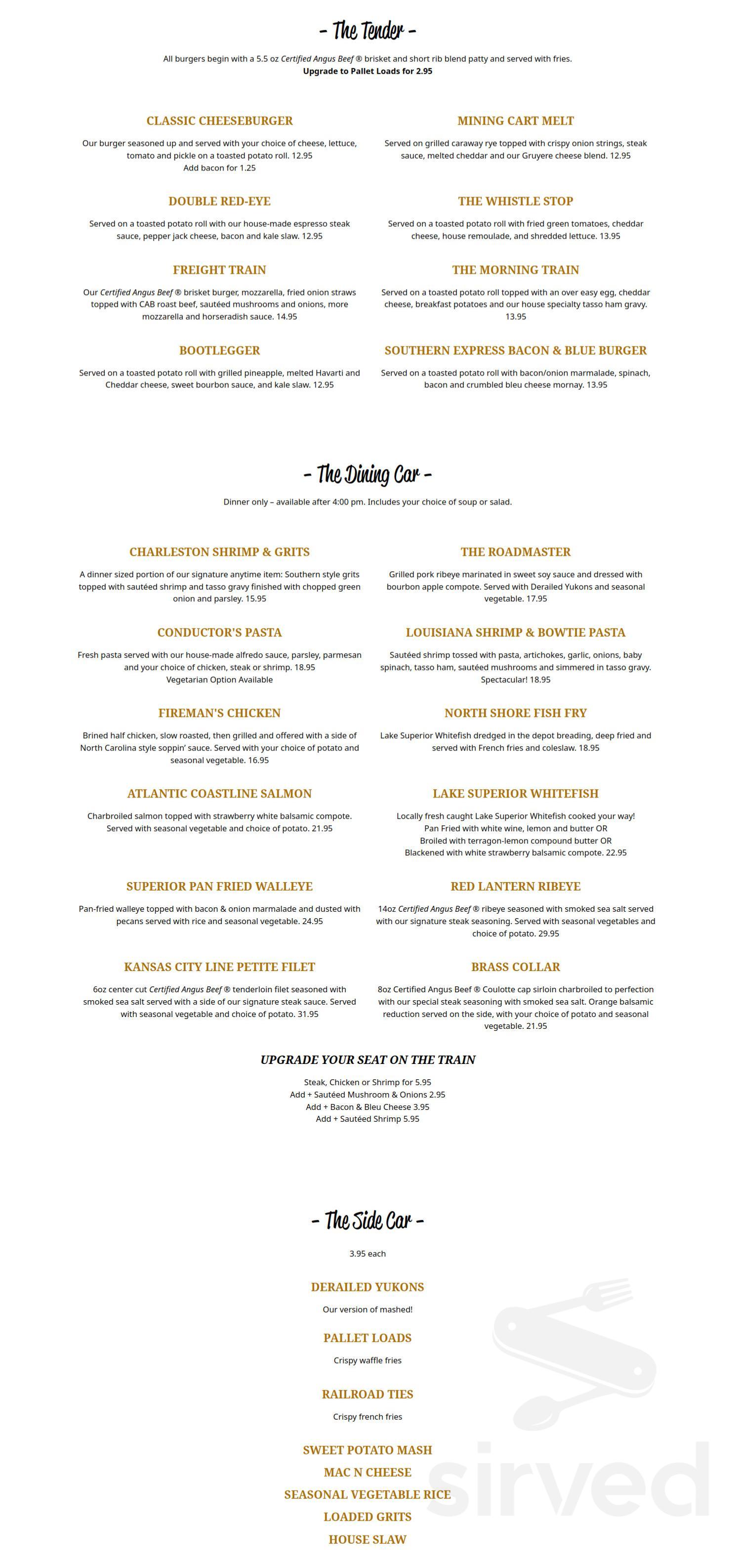 Menu Houghton MI's Copper Range Depot Family Restaurant Sirved