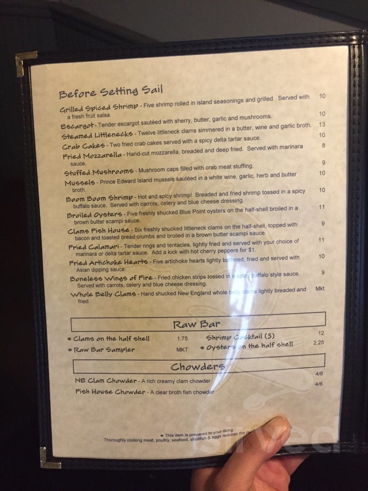 Saybrook Fish House menu in Canton, Connecticut