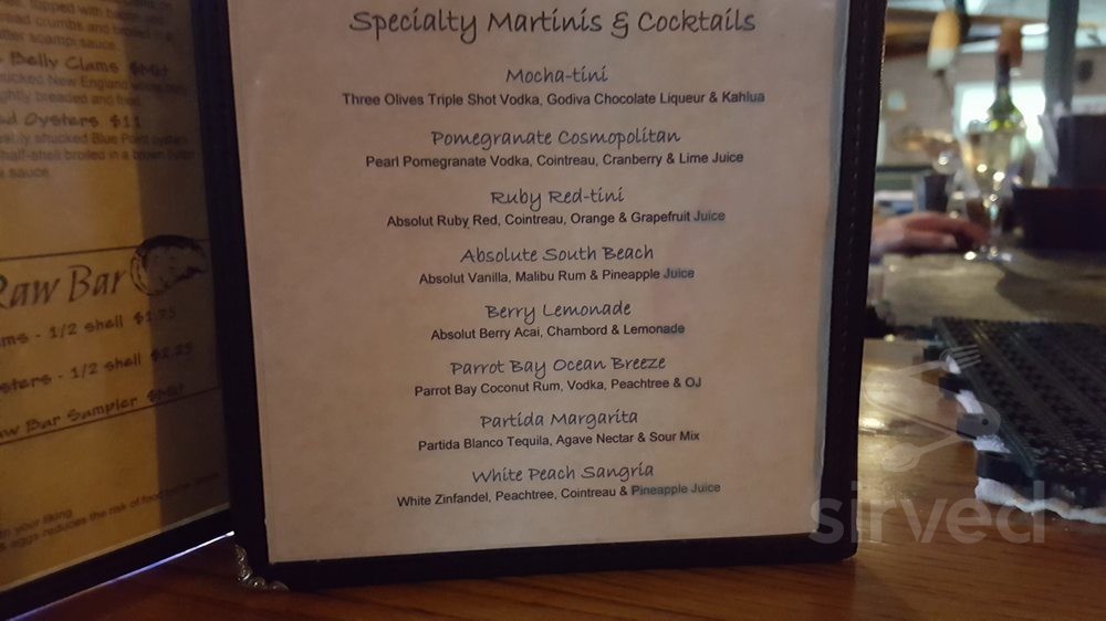 Saybrook Fish House drink menu in Canton, Connecticut