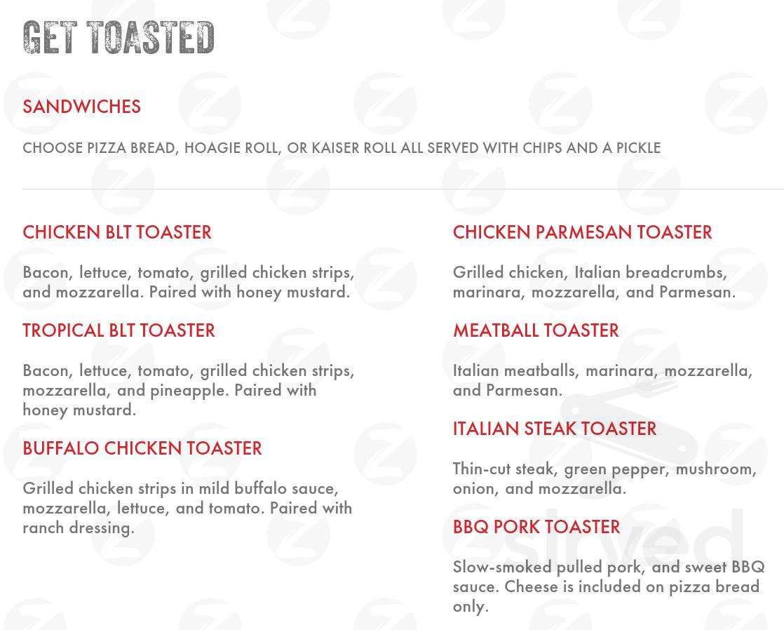 Zoner's Pizza Wings & Waffles-Rincon menu in Rincon, Georgia, USA
