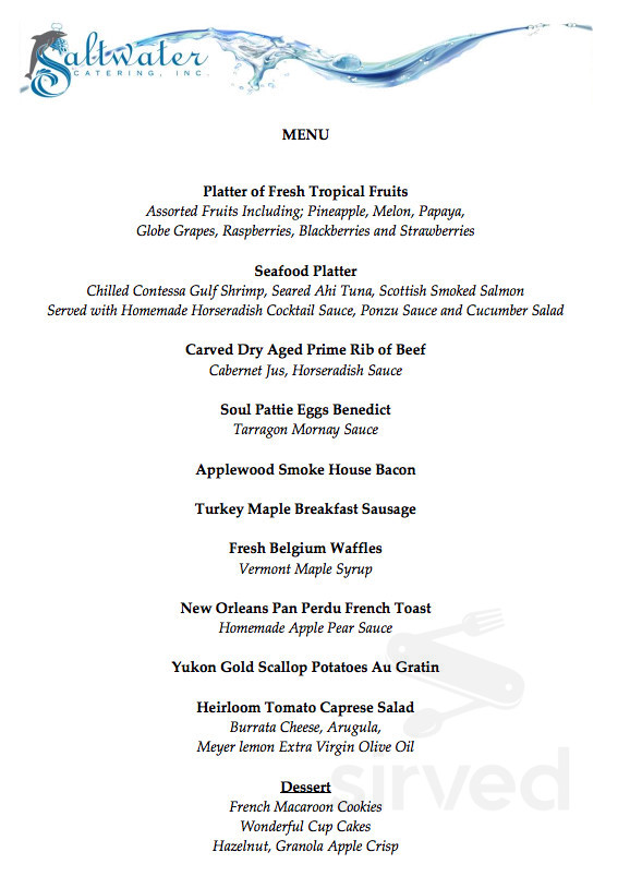 Saltwater Catering Inc. menu in Irvine, California