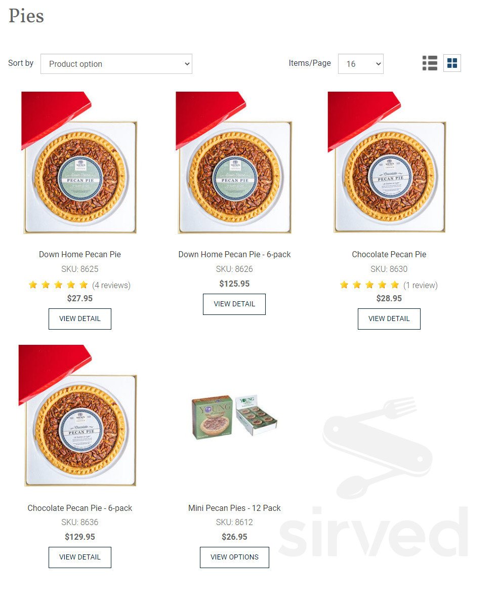 Young's Premium Foods menu in Florence, South Carolina, USA