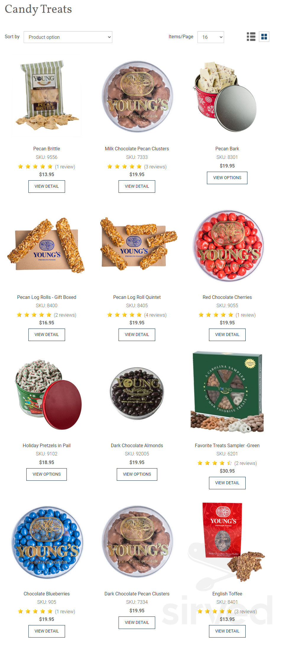 Young's Premium Foods menu in Florence, South Carolina, USA