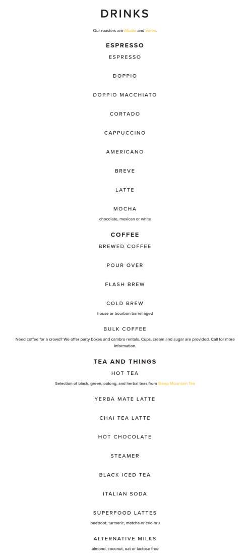 The Daily menu in Bozeman, Montana, USA