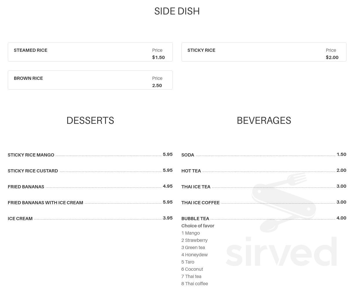 Thai Smile Restaurant menu in Hamden, Connecticut