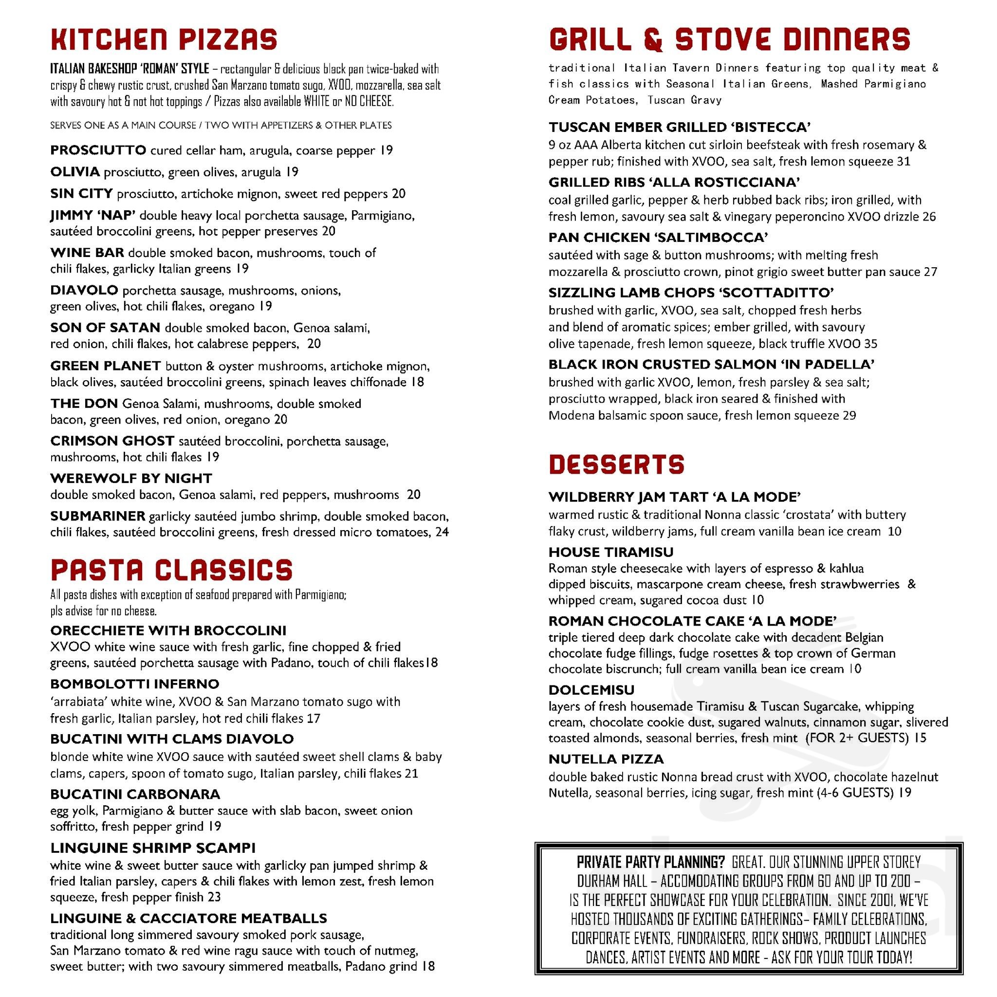 Respect Is Burning Kitchen and Bar menu in Sudbury, Ontario, Canada