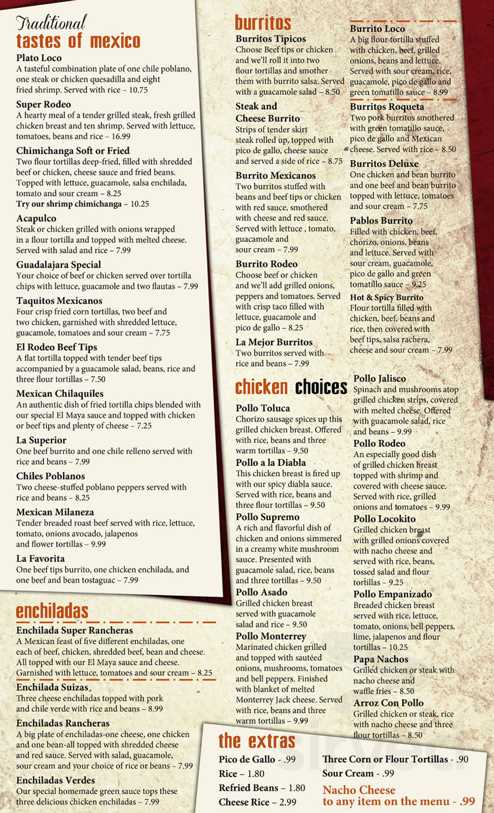 Menu - Decatur IL's El Rodeo Mexican Restaurant | Sirved